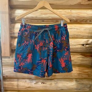 Prana Bowie - Multicolor Leaf Print Swim Shorts